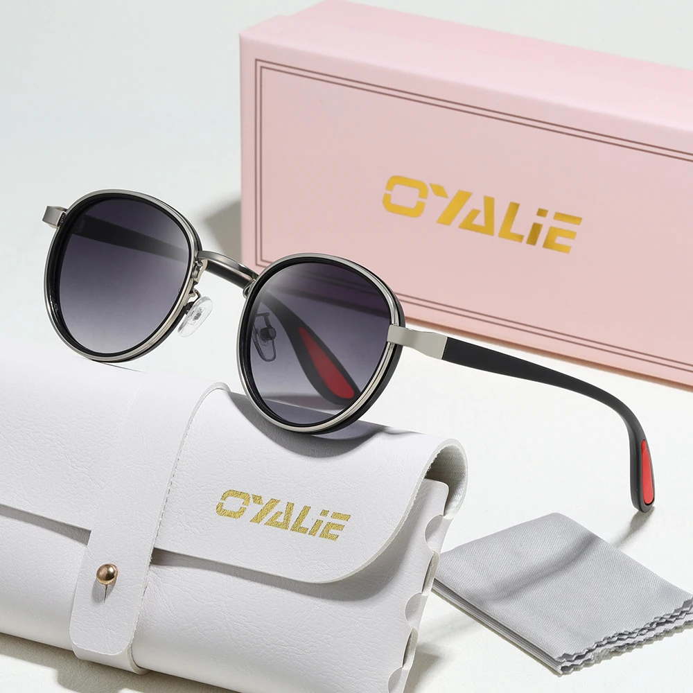 نظارات شمسية دائرية صغيرة عصرية من Oyalie، تمييز طعم الموضة الفريد، تفسير العناصر المستديرة وجماليات الموضة الفريدة من نوعها. مناسبة للحفلات ذات الطابع القديم وملابس العمل اليومي والمعارض الفنية والمناسبات الأخرى لمطابقة إكسسوارات الملابس.