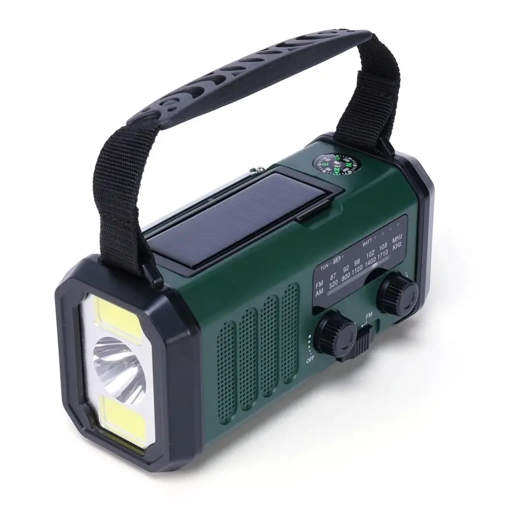 Hand Crank Emergency Radio Reading Lamps MultiFunctional AM/FM/NOAA Weather Radio Portable with Compass and Wrist Strap