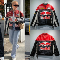Red Bull Fashion Men Leather Jacket Leisure American Style Motorcycle Uniform Waterproof PU Leather Coat Retro Lady Trend Jacket