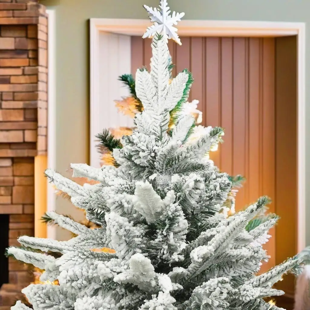 

94.5 Artificial Snow-Flocked Green Christmas Tree - Durable PVC & PE Material