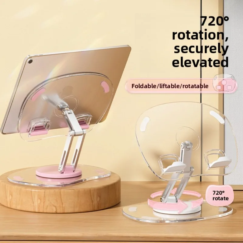 Metal Three Axis Tablet Stand Desktop Support Bracket Foldable Storage 360 Rotation Mobile Phone Holder