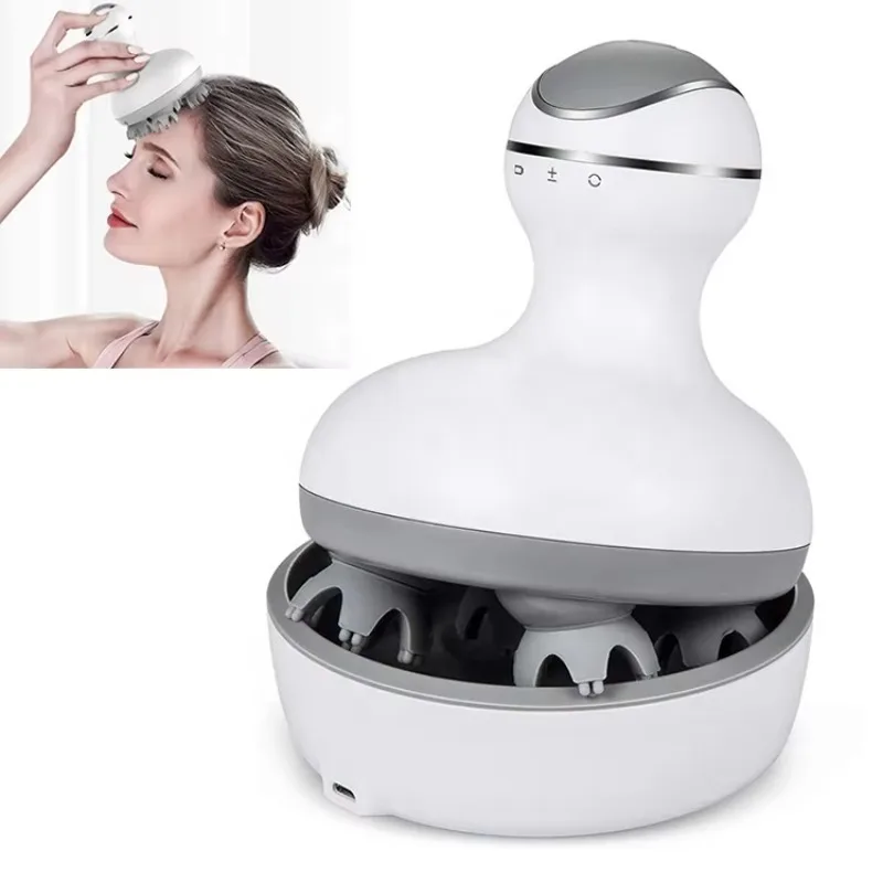 

Беспроводной массажер для волос и кожи головы, электрический ручной портативный массажер для царапин на голове с 4 сменными массажными головками для расслабления