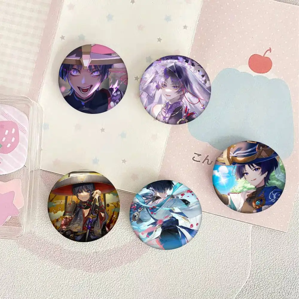 Game Anime Genshin Impact Wanderer Round Badge Creative Brooch Clothing Backpack Accessories Lapel Pin
