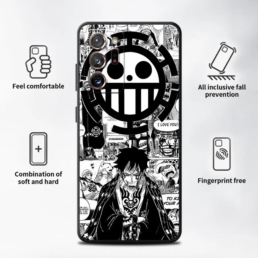 Funda de teléfono suave negra para Samsung Galaxy Note 10 Plus S9 9 S10 20 Ultra 8 S8 One Piece Luffy Comic