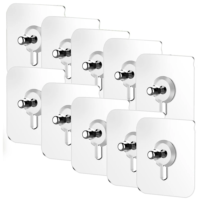 

10PCS Drill Free Adhesive Hooks No Trace Screw Sticker For Bathroom Kitchen Storage Punch Free Screw Stickers