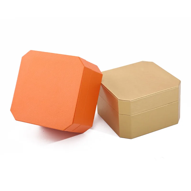 Octagonal Single Watch Gift Box with Pillow Men Women Flip Up PU Leather Wristwatch Display Case Organizer Jewelry Storage Box