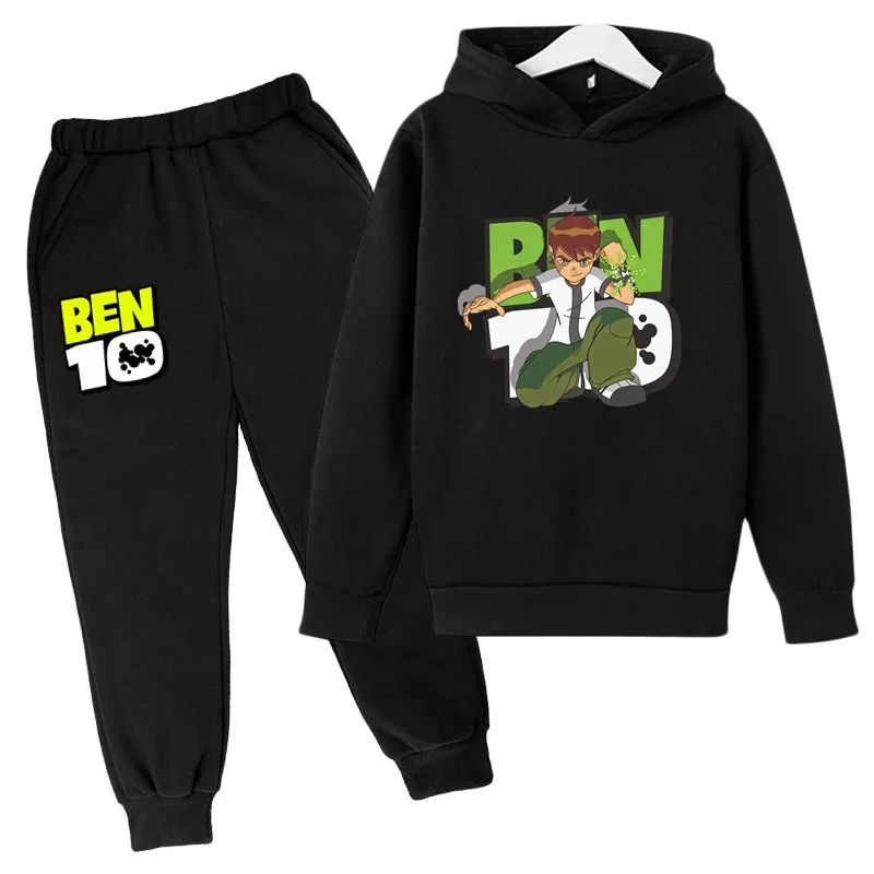 Ben Tennyson 10 Kids Spring Autumn 2pcs Cartoon Print Casual Hoodie+Pants Tracksuits 2-13 Years Boys Girls Outfits Children Sets