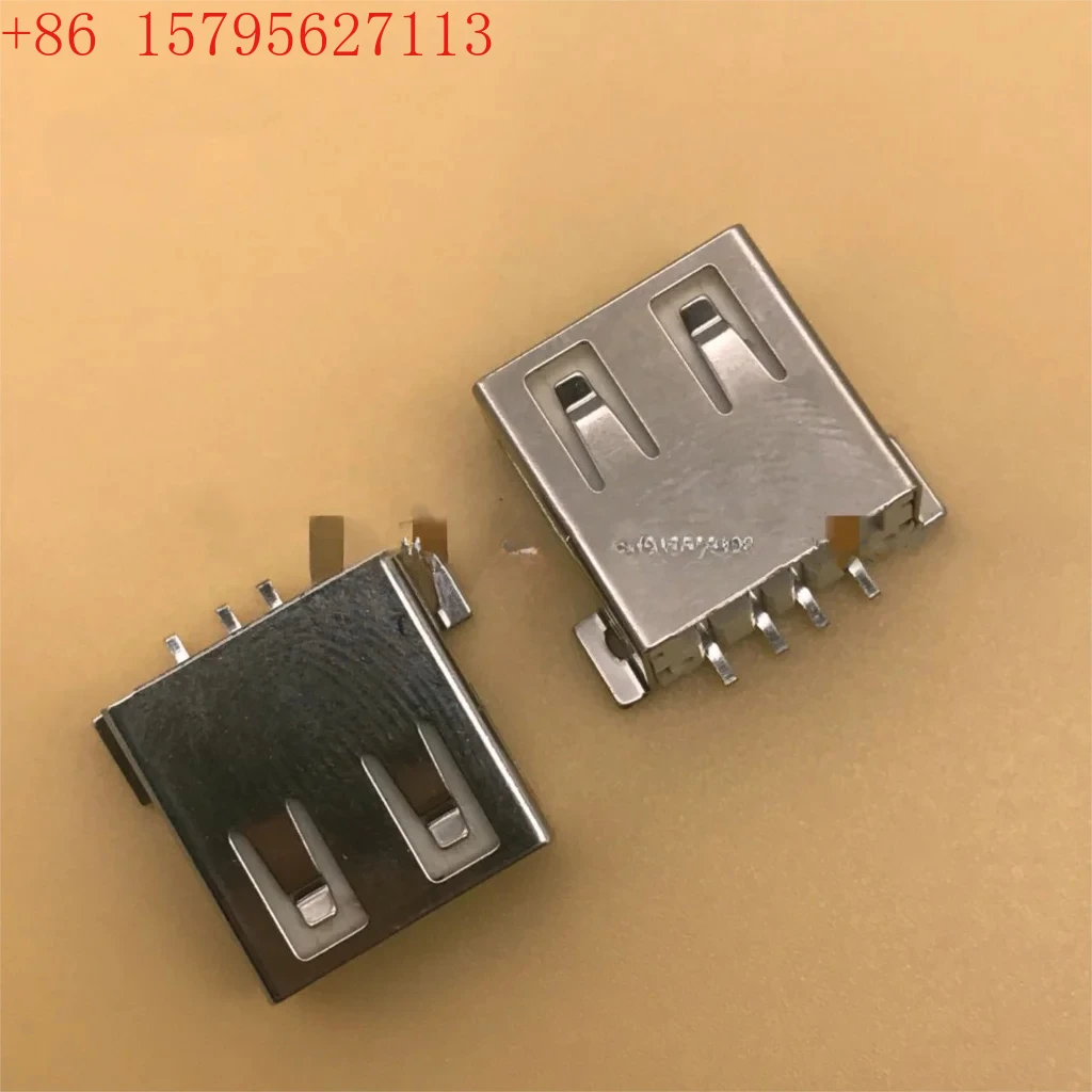 USB 2,0 A hembra totalmente adjunta AF 13,9 MM 2 parches fijos borde rizado boca plana 4 pines de cobre base USB hembra