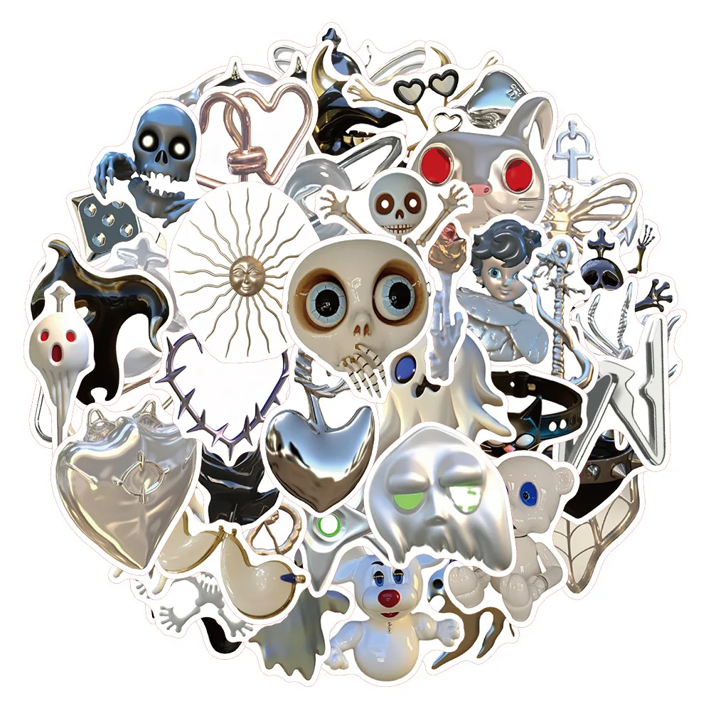 10/30/50PCS Horror 3D Ghost Skull Cartoon Stickers Decoration Suitcase Scrapbooking Phone Laptop Stationery Cool Kid Toy Sticker