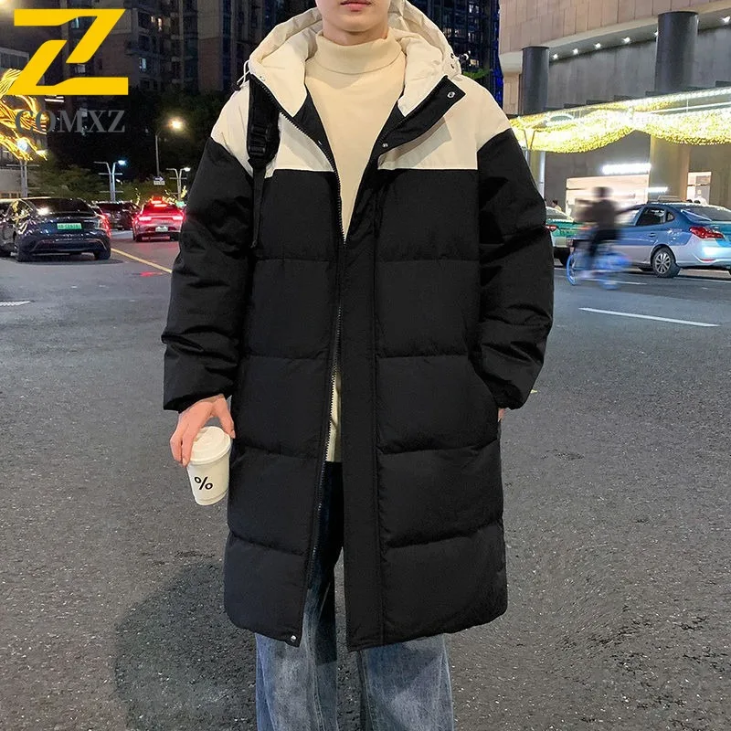 

COMXZ Mens Padded Jacket 2025 Premium Hooded Commute Office Lightweight Coat Solid Color Design Comfortable Winter Clothing