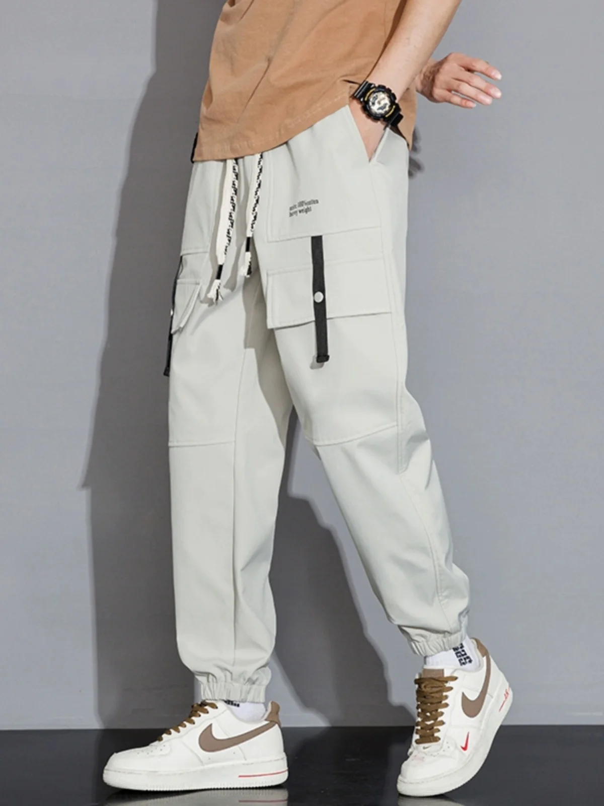 

Trendy Casual Workwear Pants for Men Spring Autumn Loose Fit Sports Harajuku Sle Trousers with Big kets Loose Leggings
