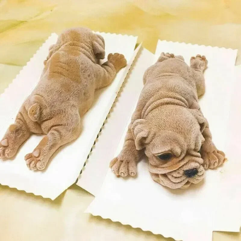 3D Silicone Mold Shar Pei Dog Mousse Cake Mold Ice Cream Pudding Mold Cake Decoration Accessories Tools Ice Cubes Mould