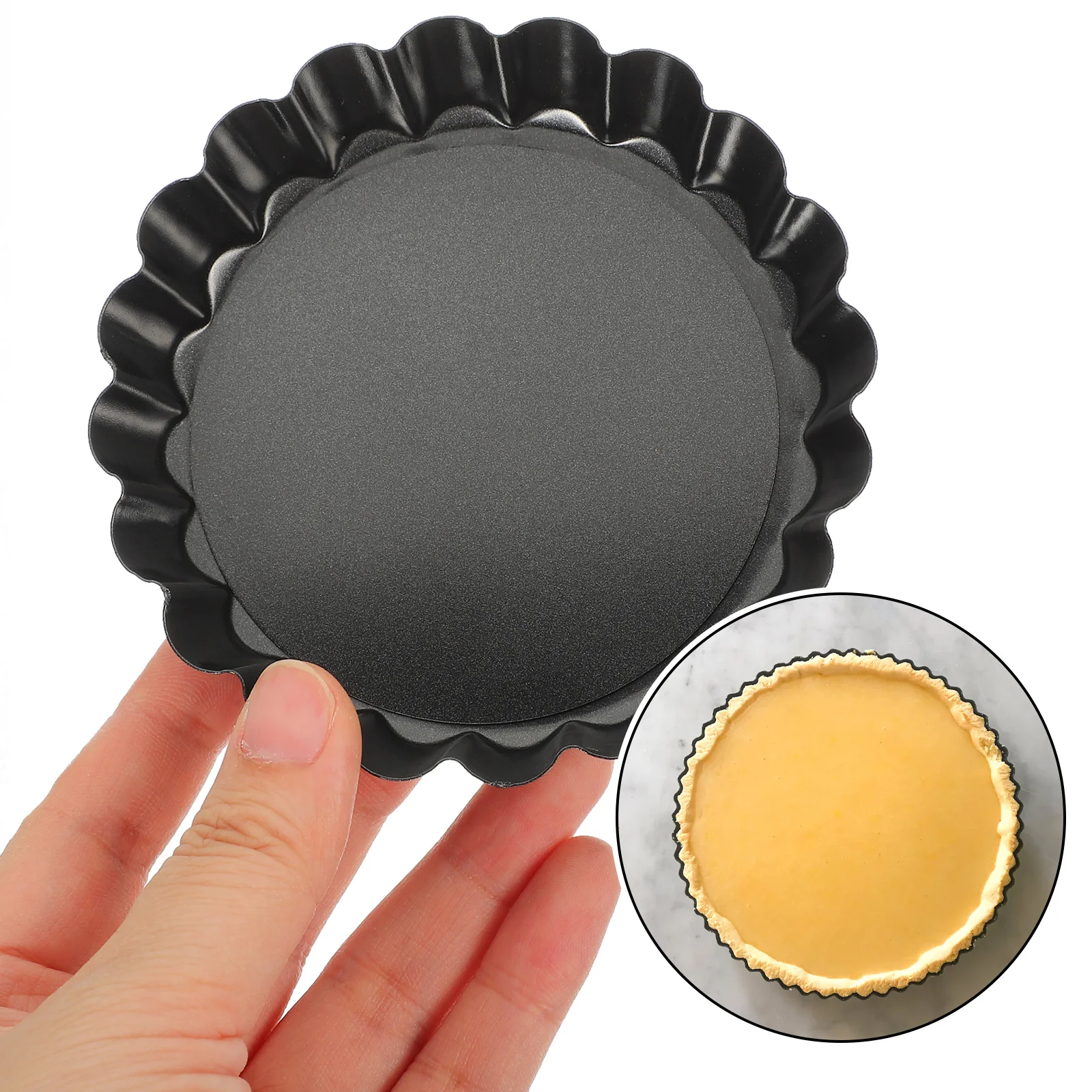 

8Pcs Mini Egg Tart Baking Pans Removable Bottom Carbon Steel Tart Mold for Cakes Desserts Pudding Baking Tools