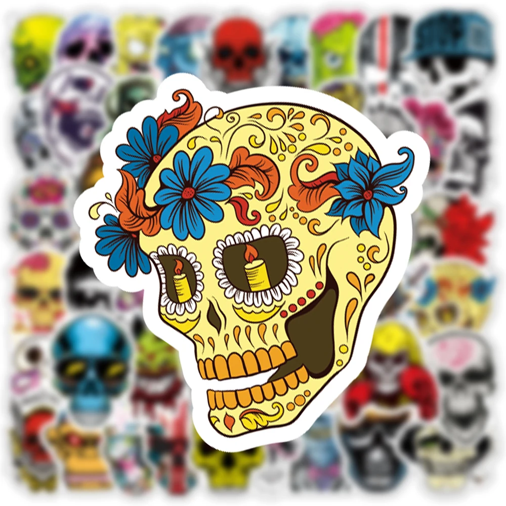 10/30/50PCS Horror Art Skull Stickers Gothic Style Cool Graffiti Decals For Motorcycle Phone Laptop Suitcase Waterproof Sticker