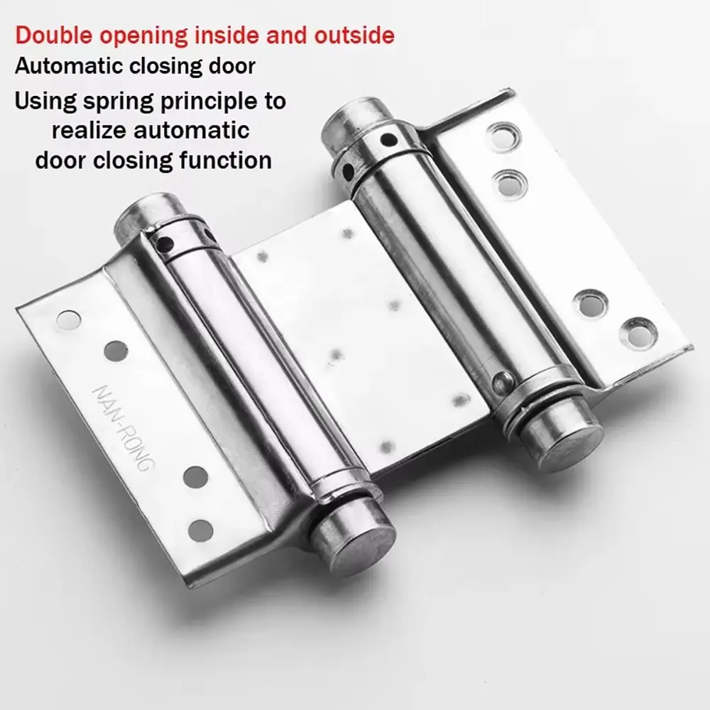 1Pcs Double Opening Door Hinge With Inner And Outer Automatic Closing Silent Hinges Thickened Spring Stainless Steel