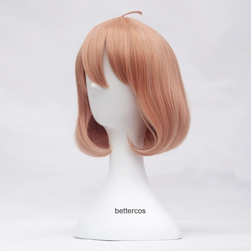 Kyokai no Kanata Kuriyama Mirai Cosplay Wigs Short Orange Pink Heat Resistant Synthetic Hair Wig + Wig Cap+ Red Glasses