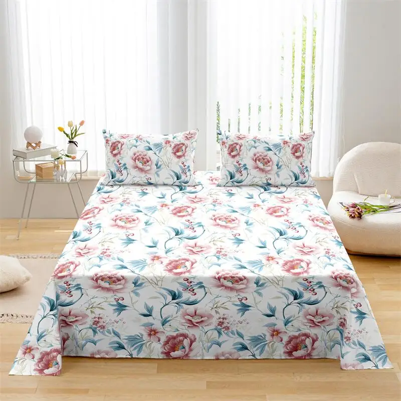 Floral Style Flat Sheet 230x230cm All-Season Soft Brushed Bedding Comfortable Touch Fabric Design Sheet Bed cover  No Pillowcase