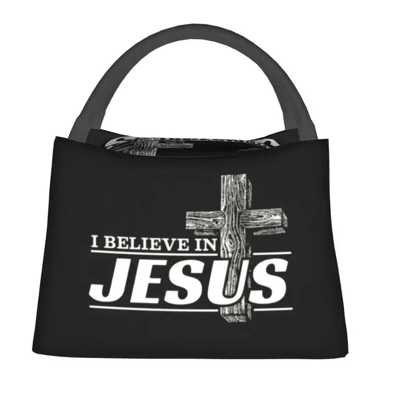 I Believe In Christ Insulated Lunch Tote Bag for Women Christian Christianity Cooler Thermal Food Lunch Box Work Travel