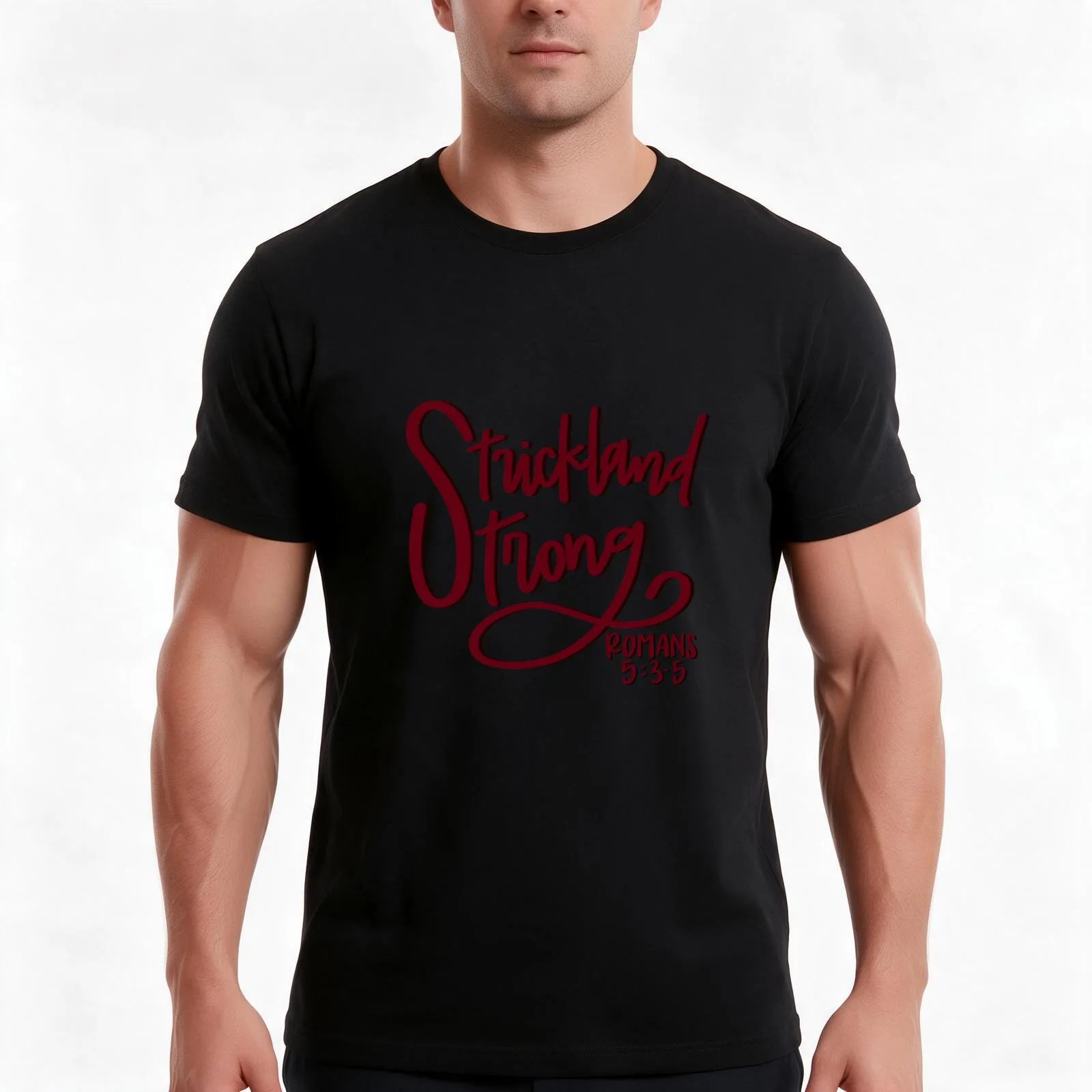 Strickland strong T-Shirt, Summer Casual Cotton Tee, Oversized Streetwear Tops, Vintage Graphic Print, Loose Fit Short Sleeve
