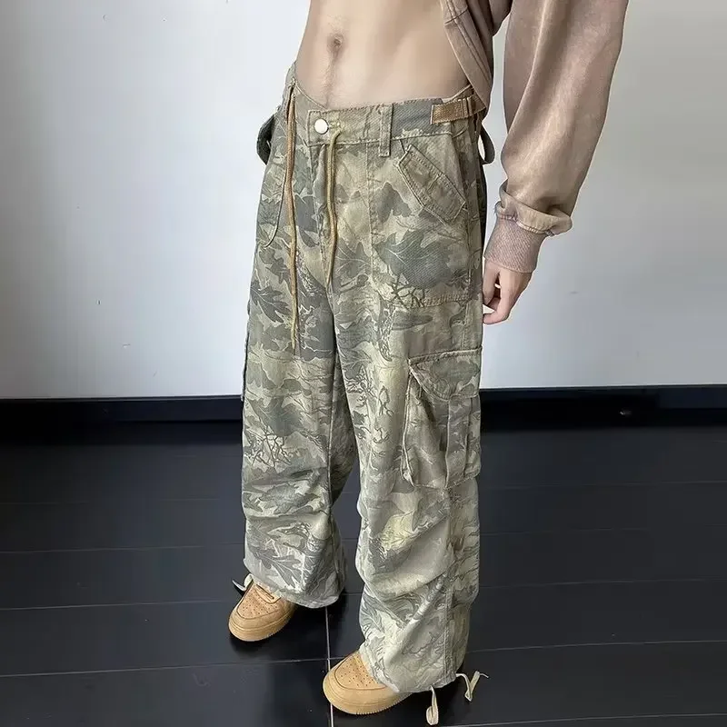 

2024 Y2K Fashion Multi Pockets Camouflage Baggy Cargo Jeans Pants For Men Clothing Korean Casual Women Long Trousers Ropa Hombre