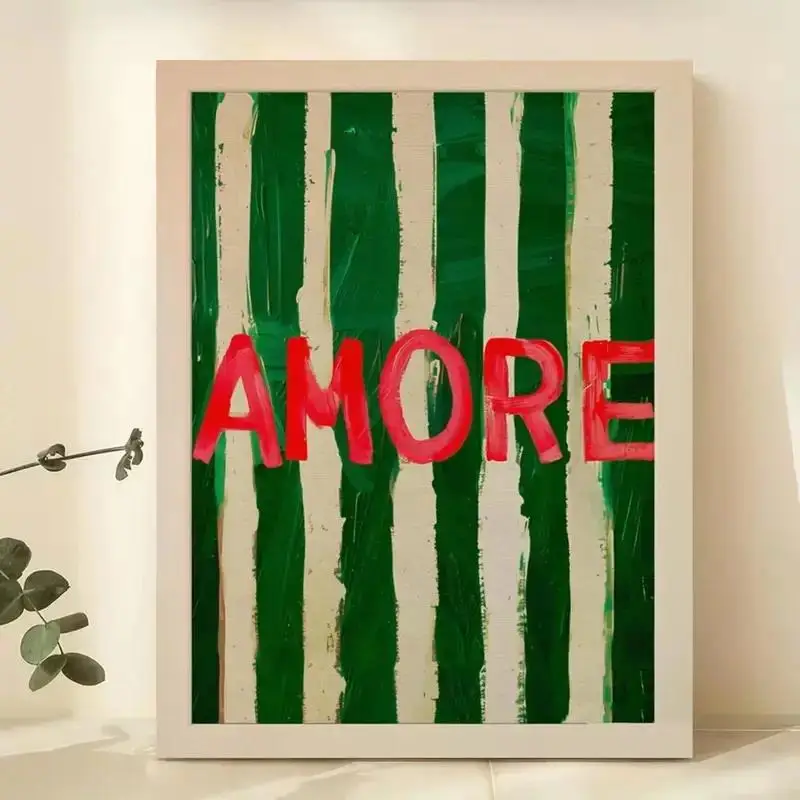 Art Prints Canvas Painting Poster Picture For Living Bedroom Play Room Home Decor Amore Vintag Modern Greenn Wall