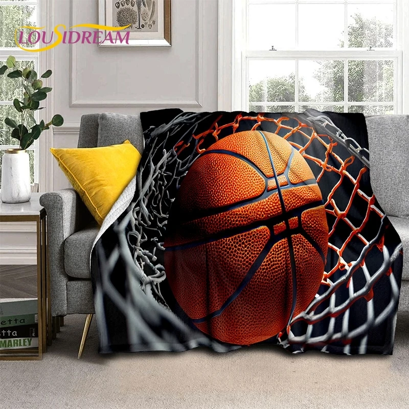 Lastest Basketball Court Frame Soft Blankets,Keep Warm Throw Blanket Comfortable Blanket for Picnic Beds Sofa Home Bedroom Gift