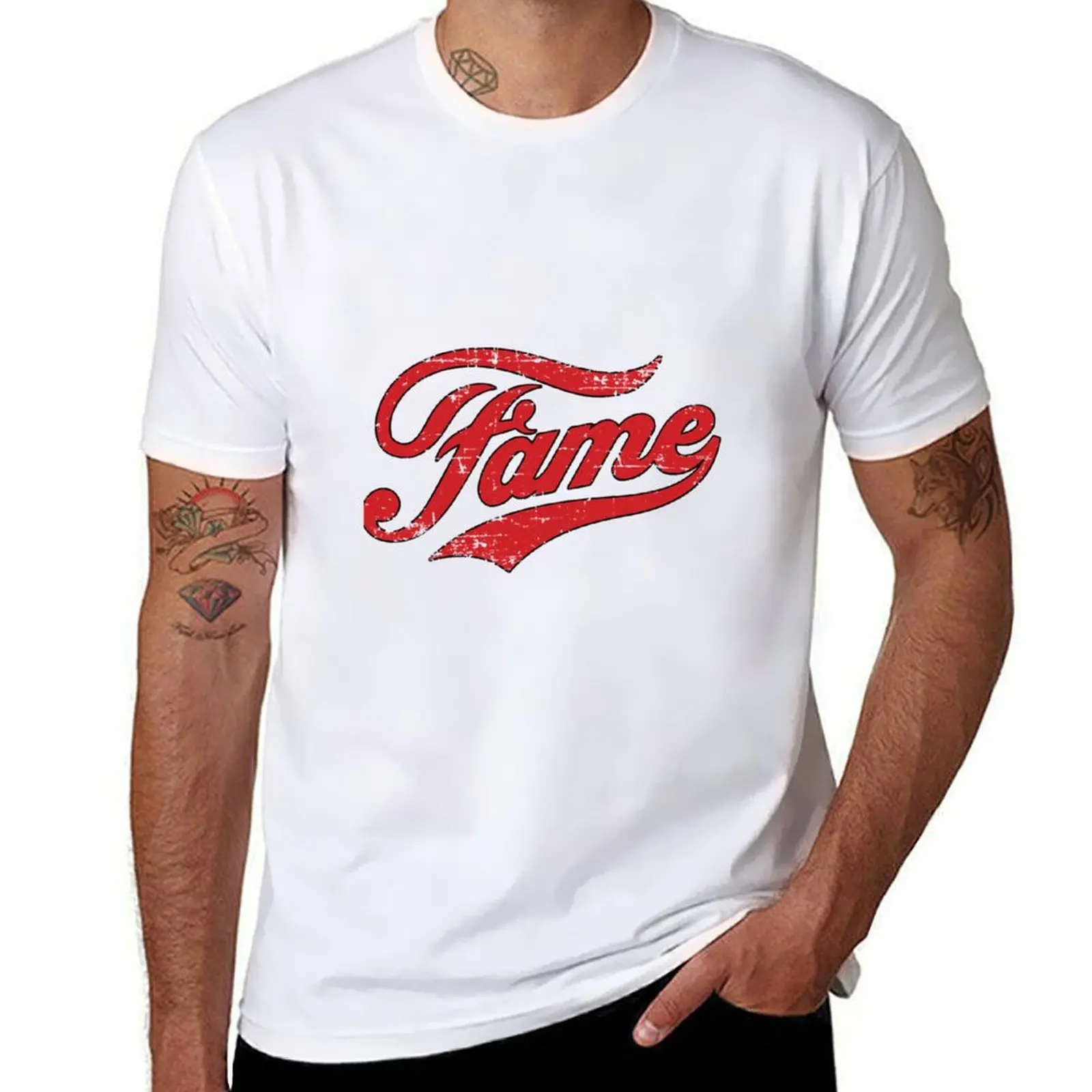 

Fame Retro Vintage Distressed Faded T-Shirt man t shirt heavy cotton man t shirt cotton high quality T-Shirt