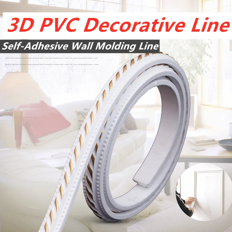 

3D PVC Home Decorative Trim Line Self-Adhesive Soft Line Ceiling Baseboard Decor Gap Strip Wall Molding Line 3D Sticker