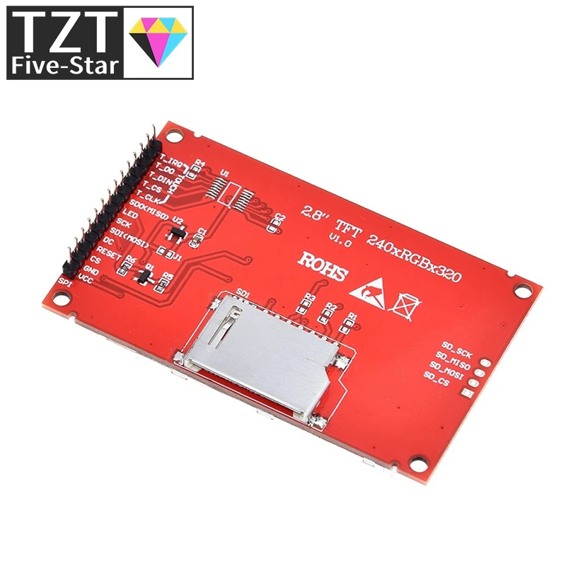 2.8 "240x320 SPI TFT LCD modulo porta seriale con adattatore PCB Micro SD ST7789V 5V/3.3V Display a LED da 2.8 pollici per Arduino
