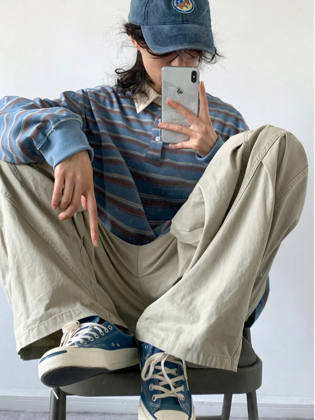 

Jiwuu Spring Fre Striped irt ex Casual Versatile Base Layer Top Long Sve Youth Daily Wear China Made