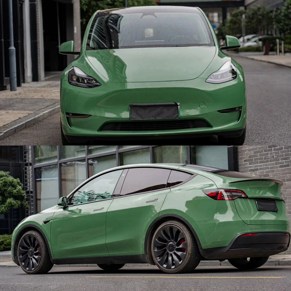 アウラティウムグリーンビニールラップフィルムカーステッカー、気泡なしpet素材、自動車diyデカール、車体用自己粘着ステッカー、カーアクセサリー
