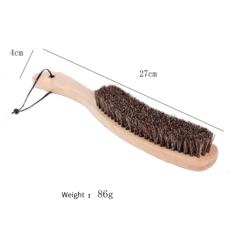 Solid Wood Brush Pure Horse Mane High-End Hat Special Cleaning and Care U-Shaped Curved Brush -1 piece