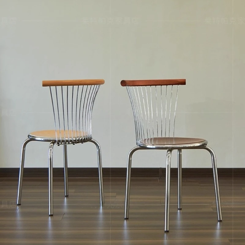 

Bauhaus Style Dining Chairs Commercial Iron Backrest Seat for Vintage Industrial Kitchen Chair Mid-Century Home Furniture