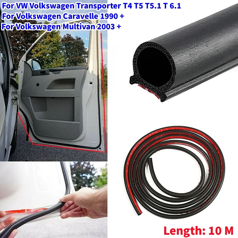 

10m/32.8ft Car Door Seals Strip EPDM Rubber Soundproof Seal Trim For VW T4 T5 T5.1 T6.1 Multivan Caravelle