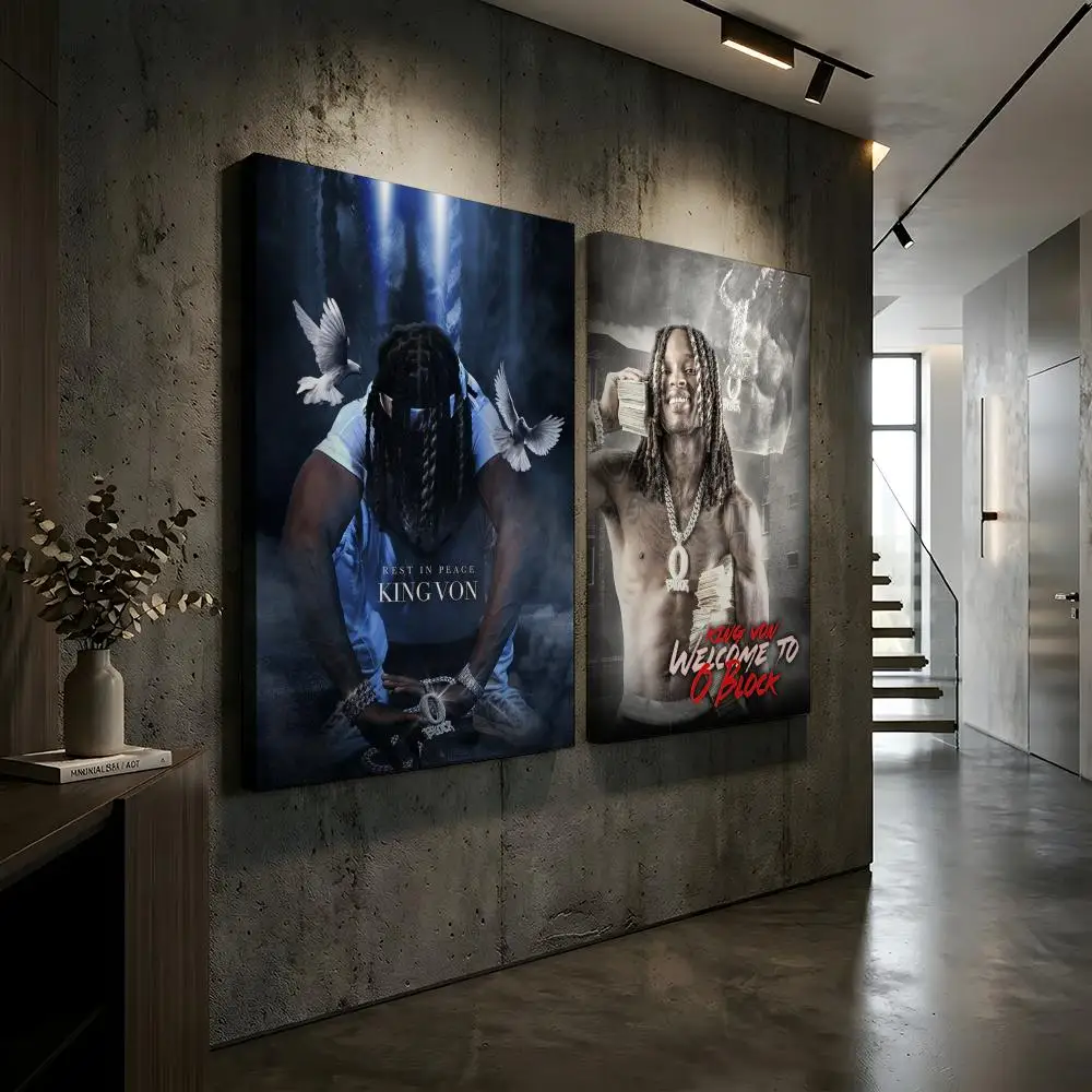 Rapper T-King Cool Von Framed Wall Painting Framed Canvas Wall Art Waterproof Wall Decor For Living Room Bedroom