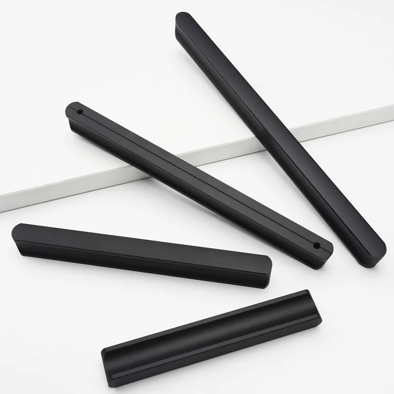 

Long Handles for Furniture Black Golden Kitchen Cabinet handles Modern Wardrobe Closet Pulls Drawer Knob