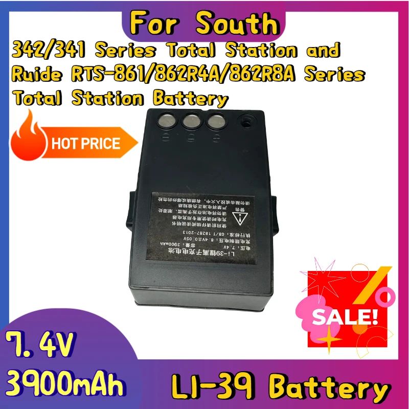 

7.4V 3900mAh LI-39 Battery for South 342/341 Series Total Station and Ruide RTS-861/862R4A/862R8A Series Total Station Battery