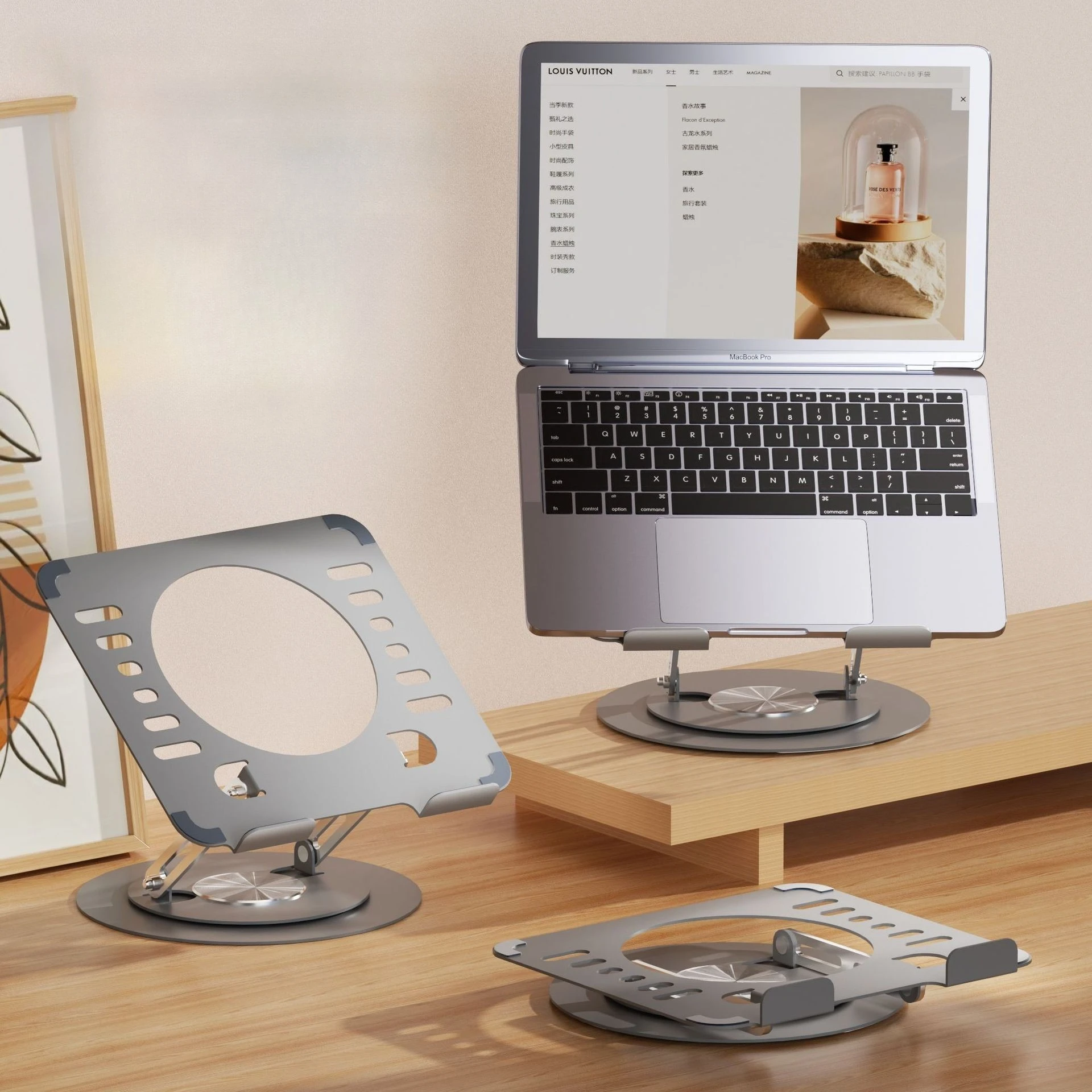 

360 ° Вращающаяся подставка для ноутбука — эргономичный держатель для компьютера с регулируемой высотой, складная портативная настольная подставка для офиса/дома