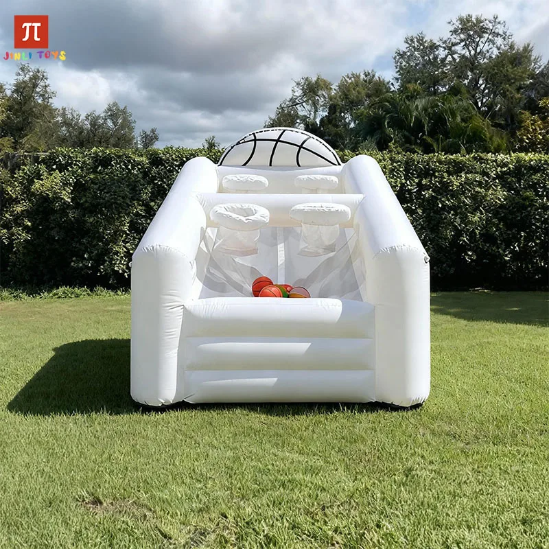 

Mini White Color Basketball Shooting Hoop For Kids inflatable castle with blower family play
