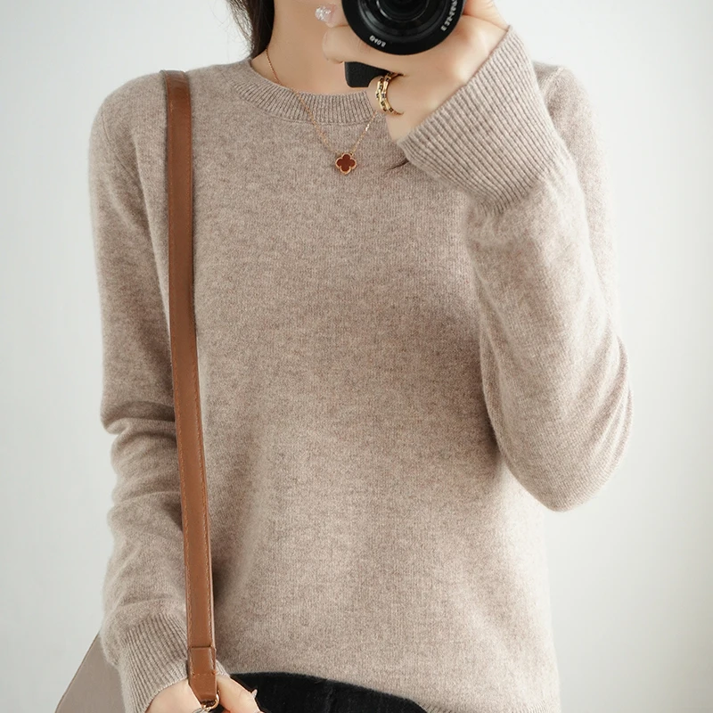 Autumn And Winter Women\'s Round Neck Pullover Cashmere Sweater Casual Knitting Top Women\'s Long Sleeve Fashion 18 Colors