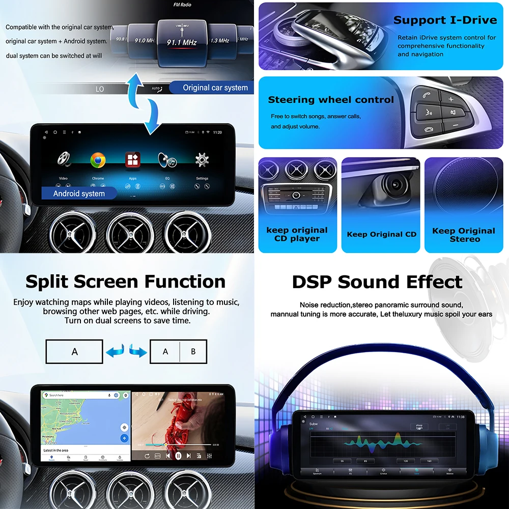 Touch Screen for Mercedes BENZ C CALSS W205 GLC X253  2015 - 2018 Android 14 Car Multimedia Radio Player Carplay GPS Navi WiFi