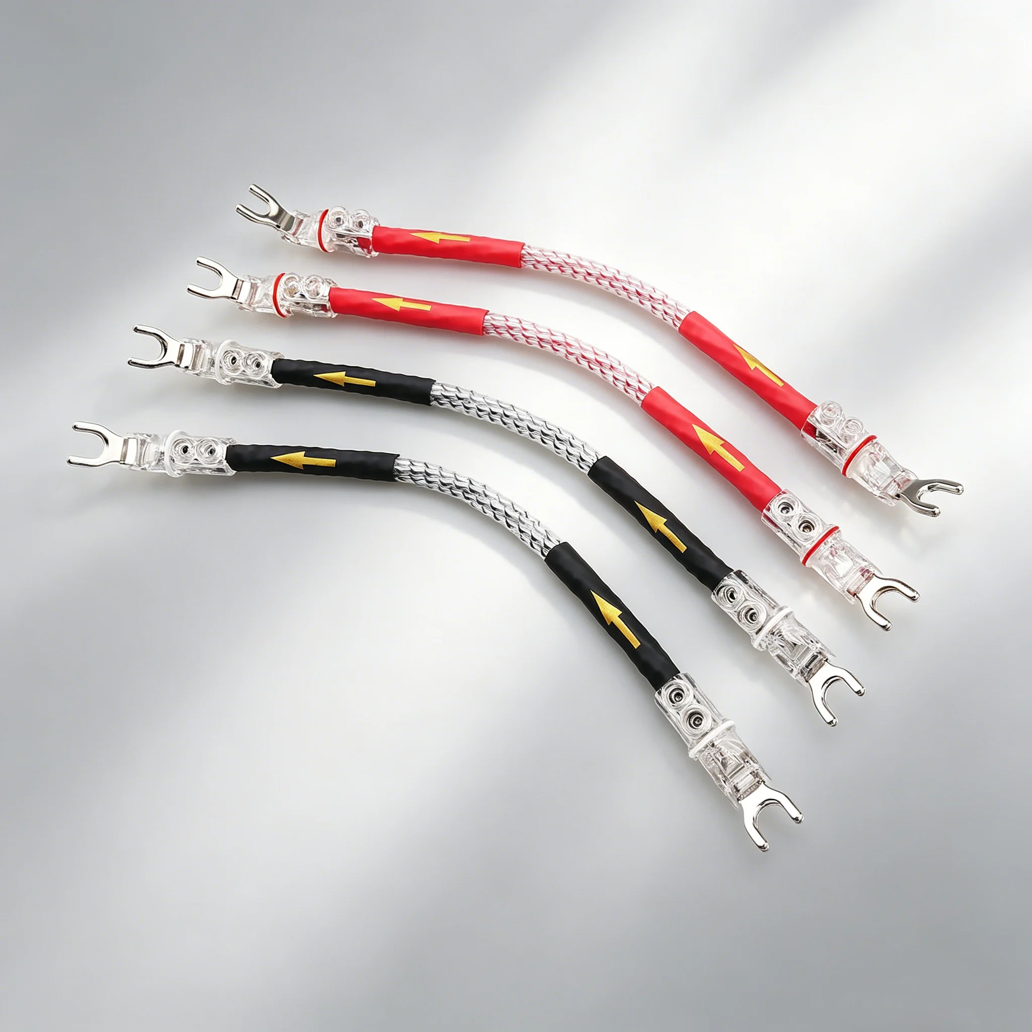 4PCS OCC Copper Rhodium Plated HiFi Audio Jumper Cables Speaker Y Spade Banana