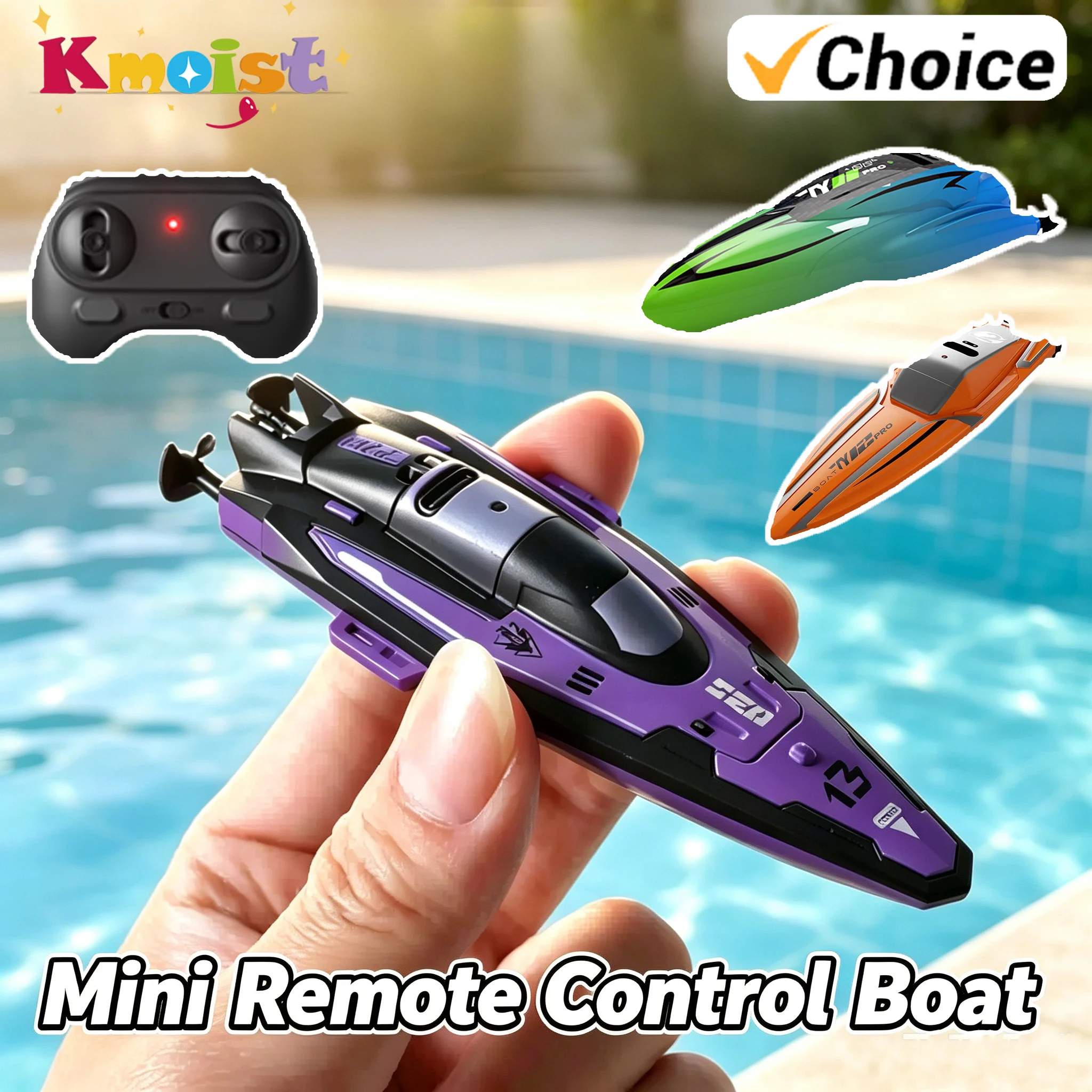 Children'S Mini Portable Electric Rc Boat 2.4Ghz High Speed Ship Water Outdoor Toy With Lighting Kids Adults Gifts Toys for Boys