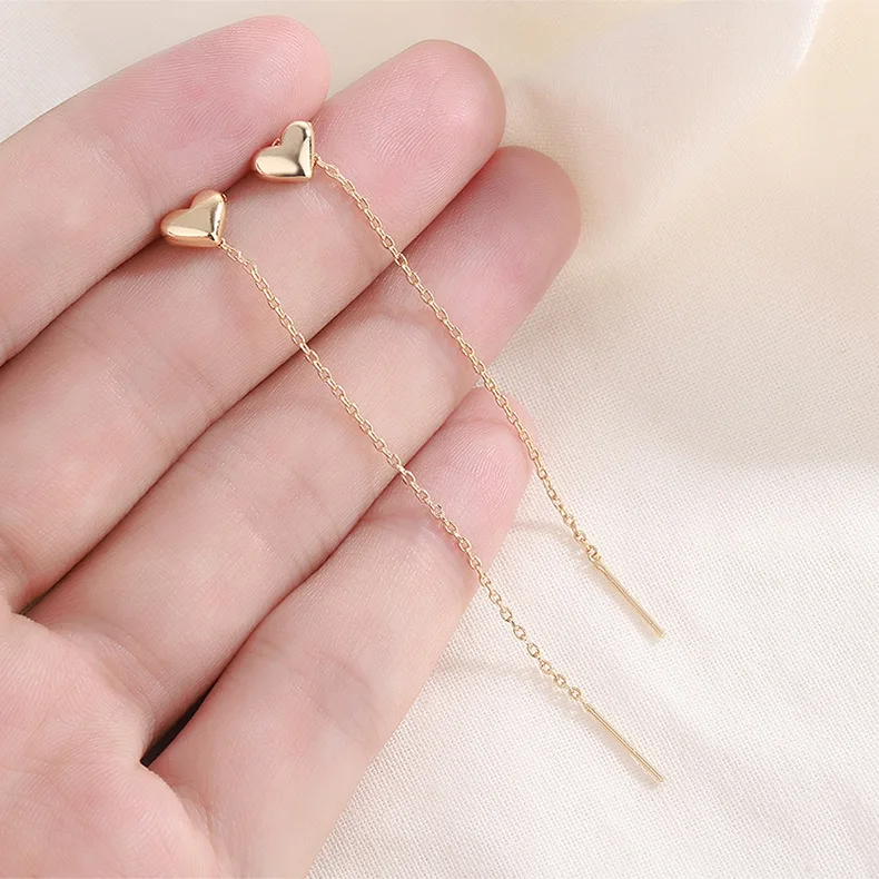Women's Long Tassel Silver Color Drop Earrings, Elegant Gift