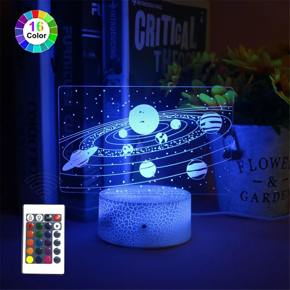 Solar System 3D Optical Illusion Lamp, Universe Space Galaxy Night Light for Kids, Boys and Girls on Birthdays or Holidays Gifts