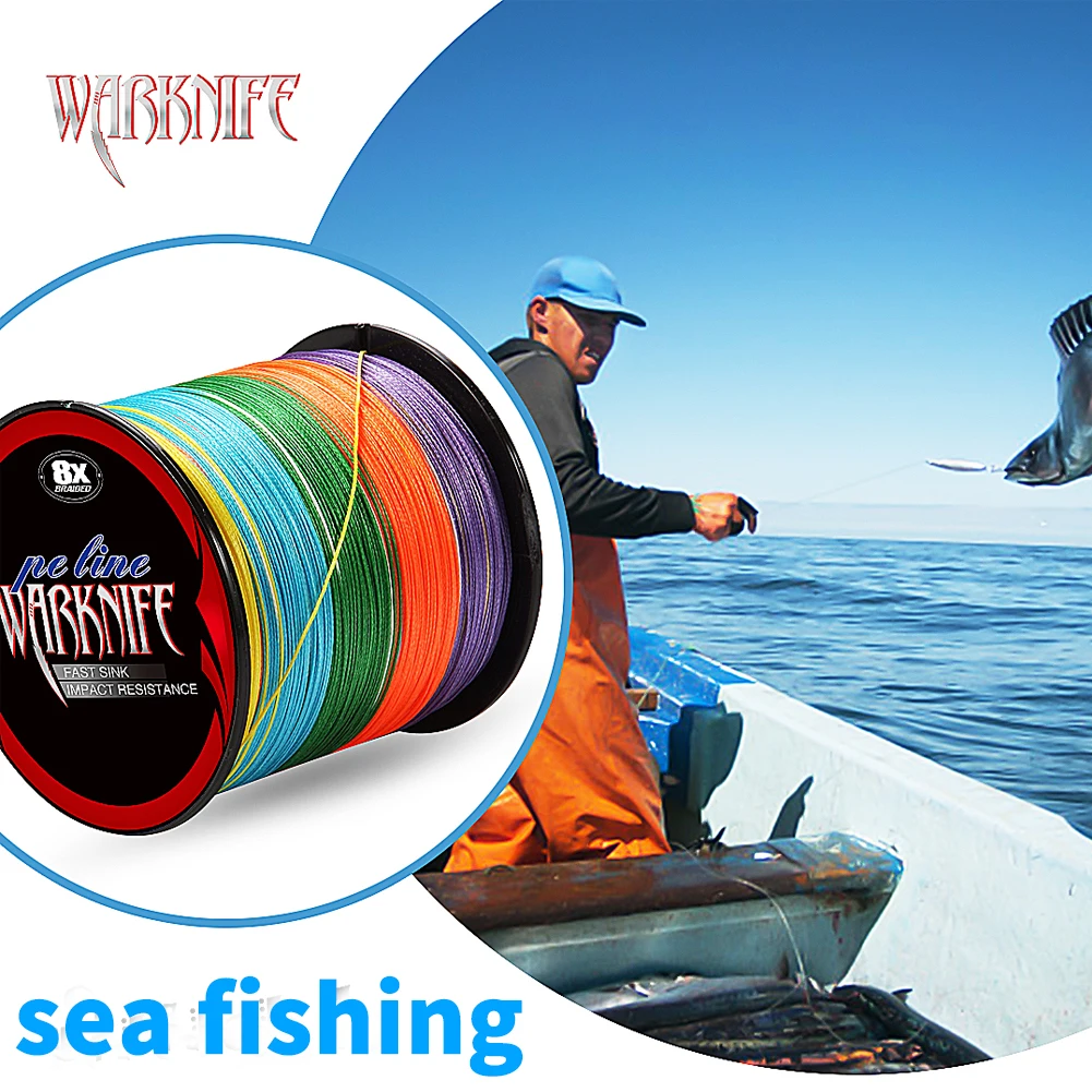 Warknife Fishing Line 1500M 8 Strands Braided Fishing Line Multifilament 6 -300LB Japan Multicolor Carp Fishing  Braided PE Wire
