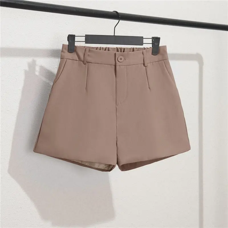 Solid Casual Elegant Trendy OL Office Lady Short Women's Pants Korean Sweet Fashion Elastic Waist Basic All-match Loose Shorts