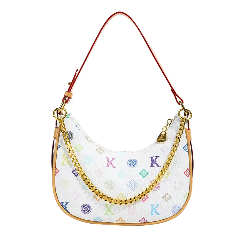 خمر طباعة حقيبة تحت الإبط متعدد الألوان الهلال محفظة للنساء ريترو حقيبة كتف موضة حقيبة كروسبودي شيك يوم إلى ليلة حقيبة ​