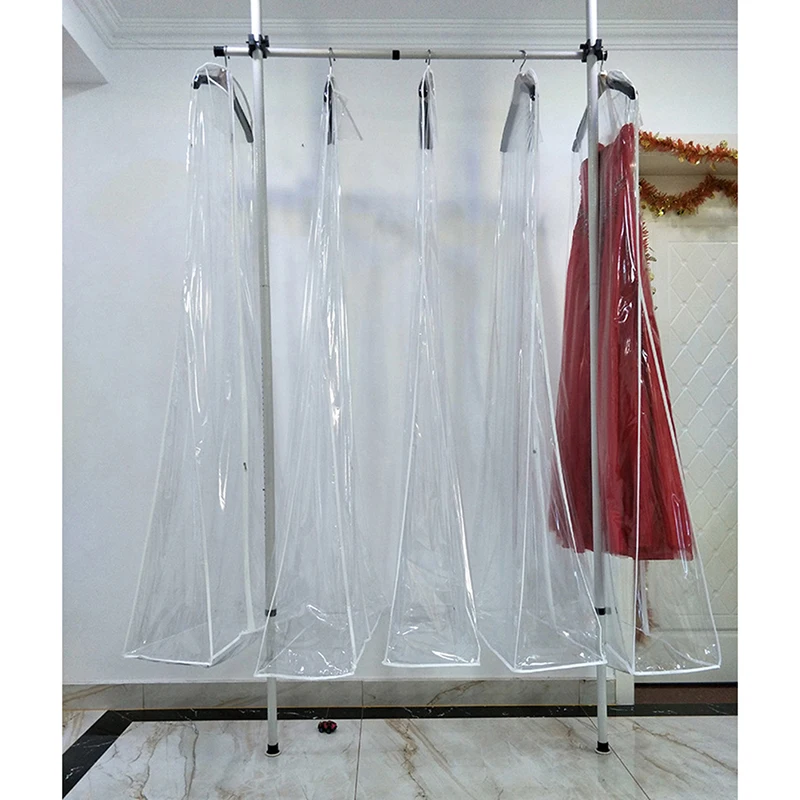 1PC Waterproof PVC Transparent Solid For Wedding Dress Dust Cover Clothing Garment Bags Gown Storage Bag 160*70*30cm