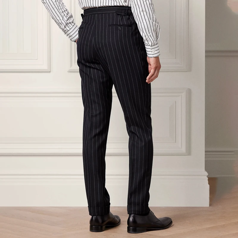 2024 Classic Wool Stripe Men's Pants Spring and Autumn New Product British Fashion Elegant Style Customized Pants for Men